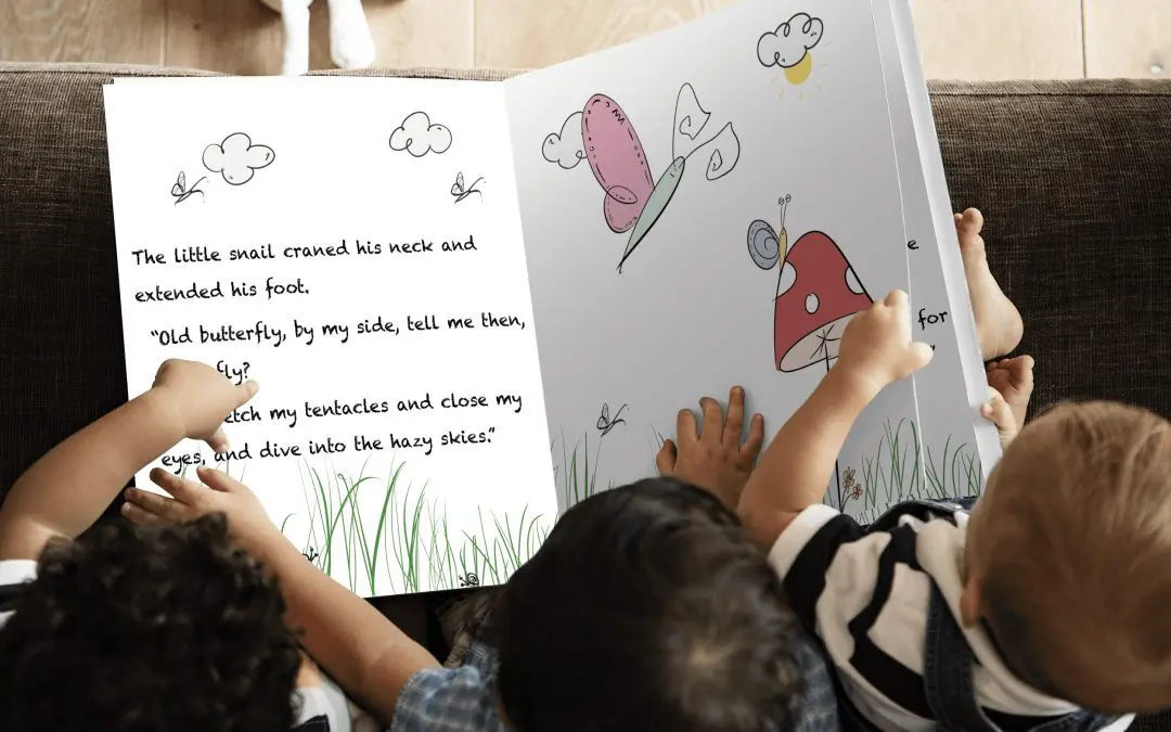 High Res Image of Children Reading The Snail & The Butterfly Children’s Book