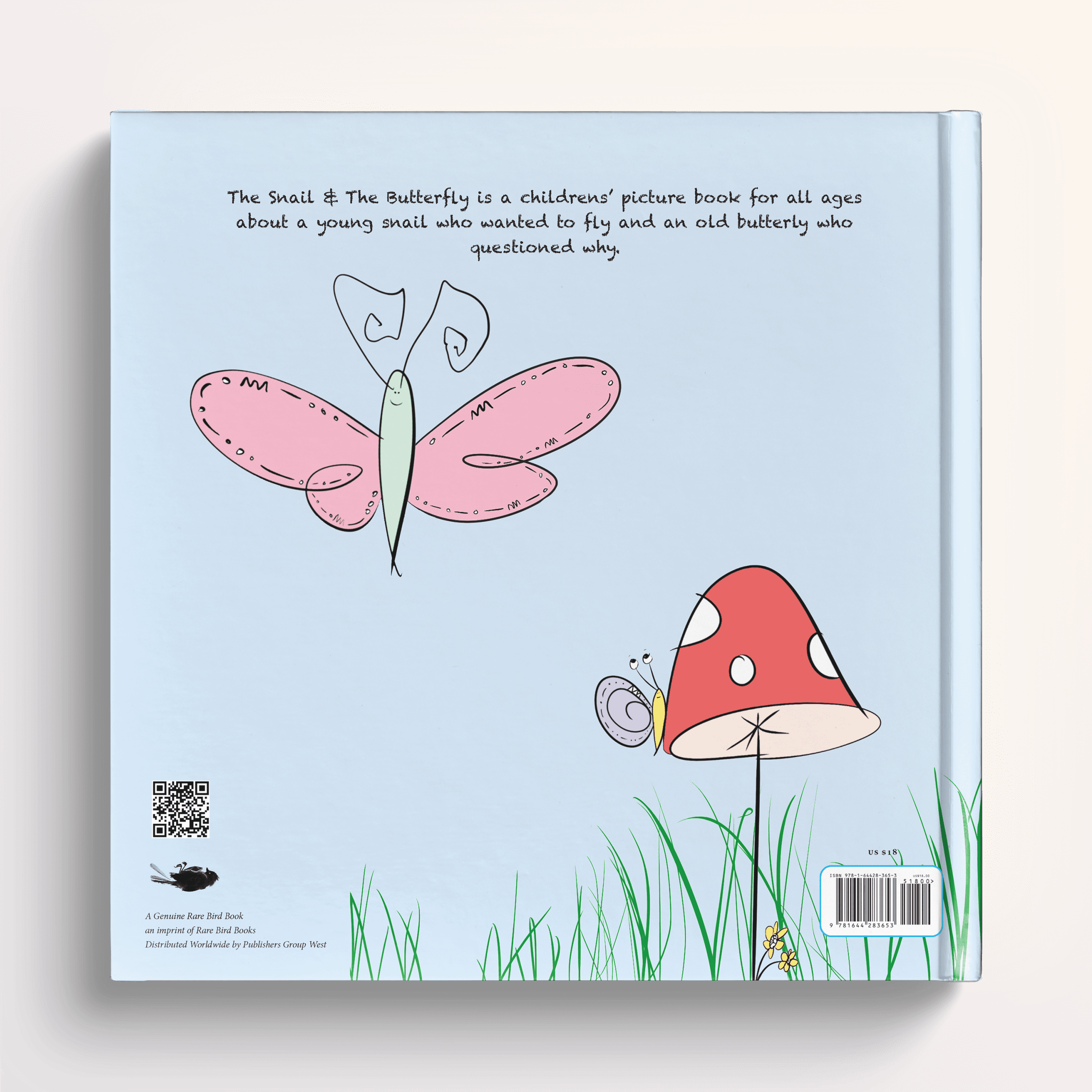 Back Cover with Whimsical illustrations by CJ the Kid from The Snail & The Butterfly